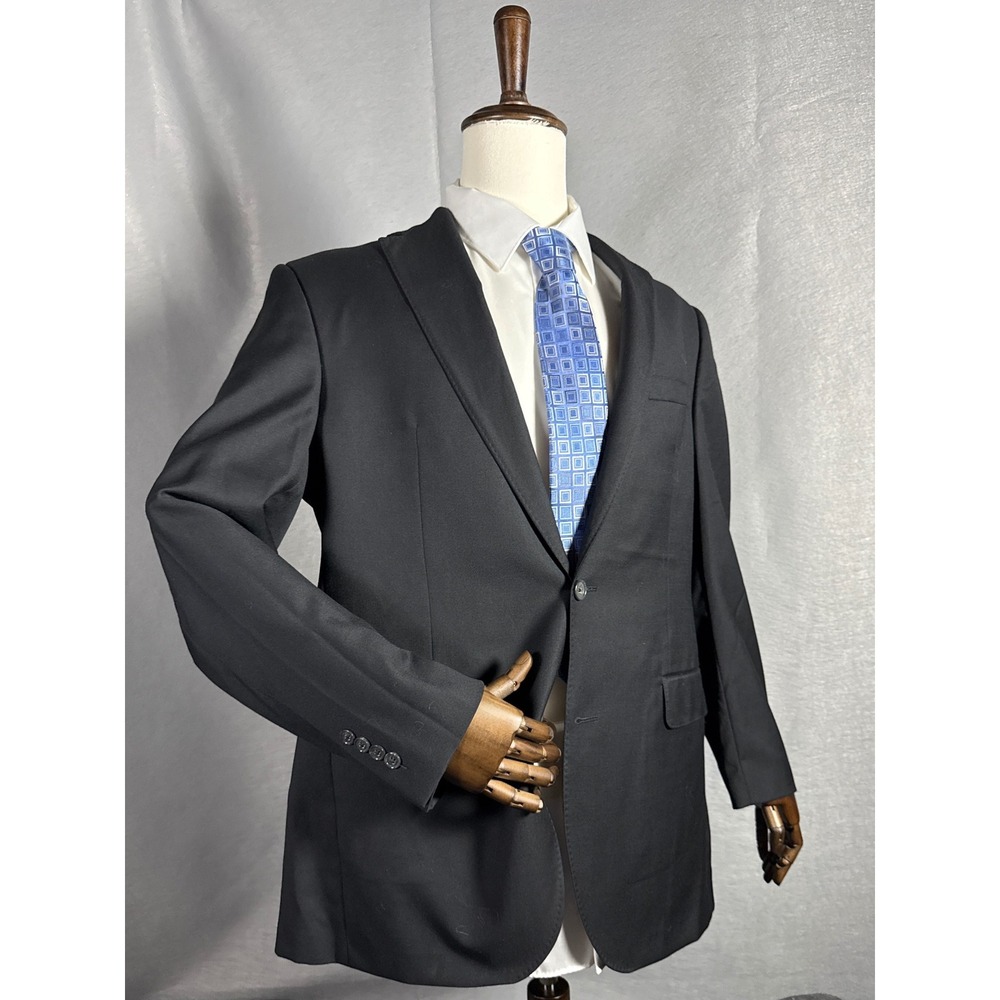 Cremieux Mens 44L Blazer Black Wool Loro Piana Zelander Stretch Suit Jacket Prof